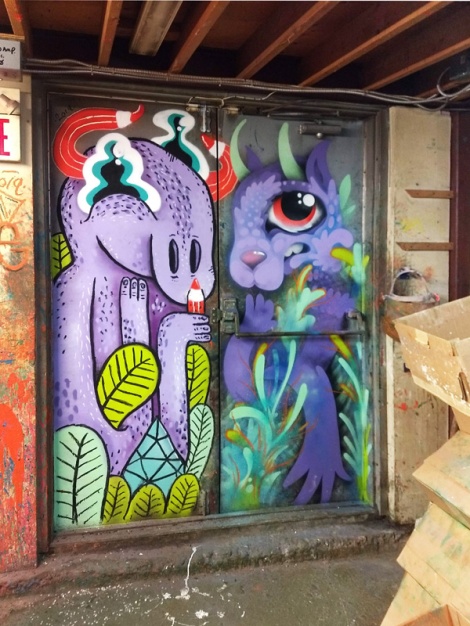 Waxhead (left) and Cryote (right) on the doors of a paint marker manufacturing company
