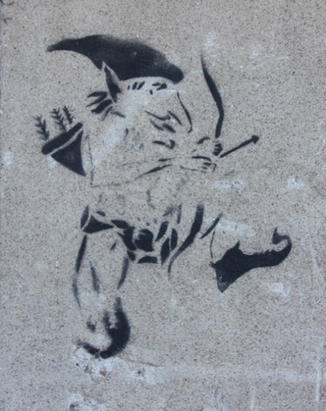 stencil by unidentified artist on Arsenal in Griffintown