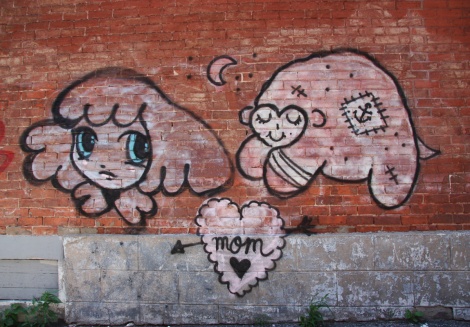Stela (left) and Homsik (right) on the corner of Bousquet and Mentana