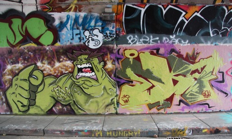 Elfu (left) and EK7 (right) on Rouen tunnel legal graffiti wall