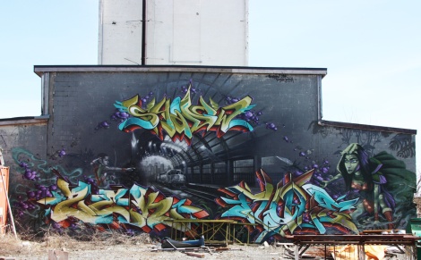 Graffiti mural featuring Shadow, Zek, Fluke and Ankh One, near de Rouen legal walls