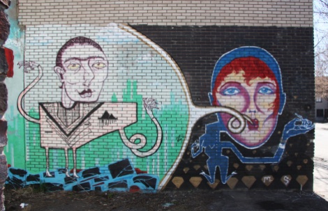 Mono Sourcil near legal graffiti wall in Hochelaga