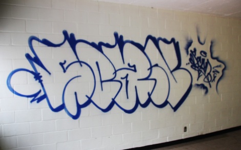 Scaner throwie and tag found inside an abandoned school