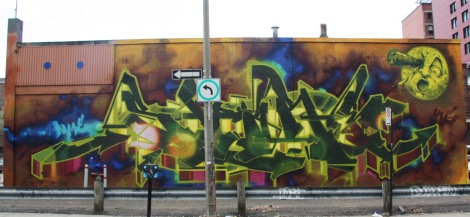 Graffiti mural by Stare in the Quartier des Spectacles