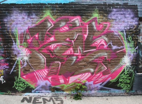 Nems for Orgasthme in alley between St-Laurent and Clark