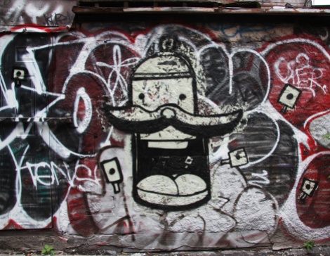 Loks in a central graffiti alley