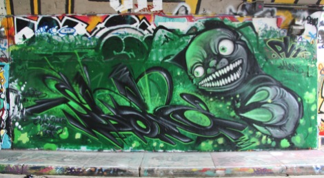 Skope (left) and Miow (right) at the Rouen tunnel legal graffiti walls