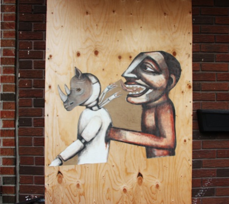 wheatpaste collaboration between Kat (left) and Labrona (right)