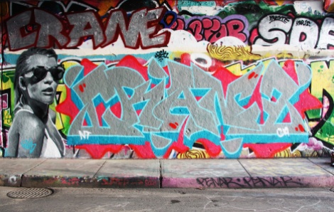 Rouks (left) and Crane (right and top left) at the Rouen legal graffiti wall