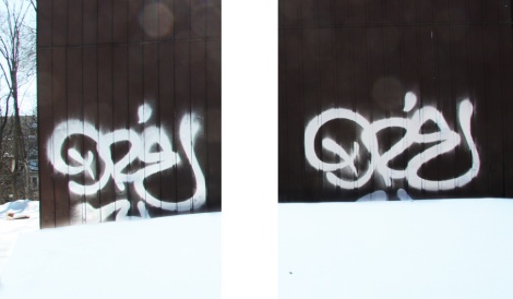 tags by Dré on a building awaiting demolition