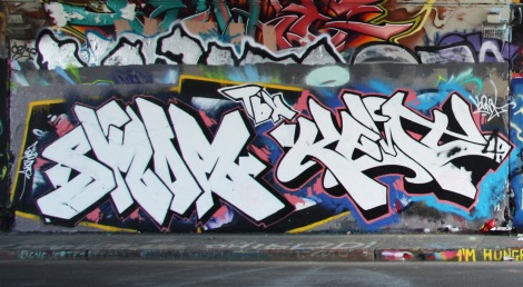 Skor (left) and Kemt (right) at the Rouen legal graffiti tunnel