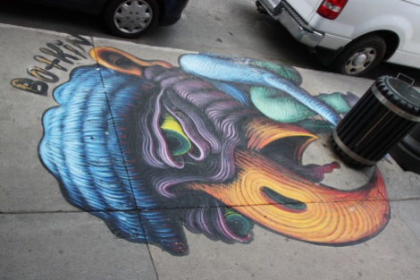sidewalk piece by Jason Botkin for the 2016 edition of Mural Festival