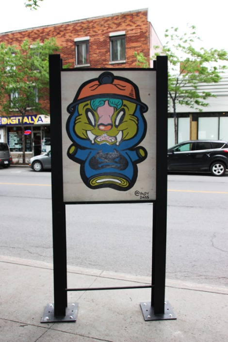 Andy Dass on sidewalk panel on Amherst for the 2016 edition of the MTL En Arts festival
