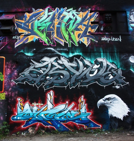 Serna (top), Asyne (middle), Minus Two (bottom letters) and Rouks (bird) for the 2016 edition of Under Pressure