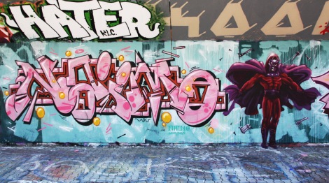 Naimo (letters) and Axe Lalime (character) at the PSC legal graffiti wall