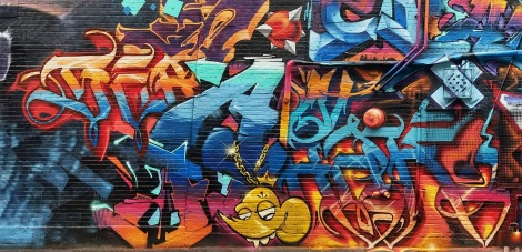 close-up on Serak and Awe's part in the K6A wall for the 2018 edition of Under Pressure