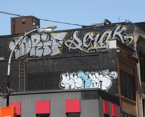 Drif (left) and 2 by Serak (right), on a downtown rooftop