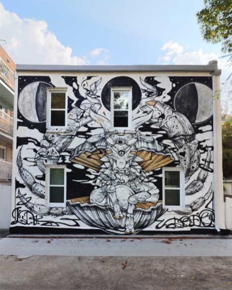 Dodo Osé and LNK mural for the 2021 edition of Canettes de Ruelle