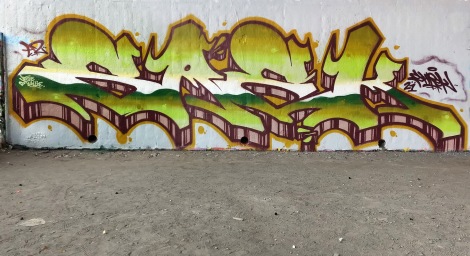 Shrek at the Papineau legal graffiti wall